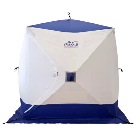 Палатка зимняя куб СЛЕДОПЫТ 1,5 х1,5 м, Oxford 240D PU 2000, 2-местная, цв. бело-синий
