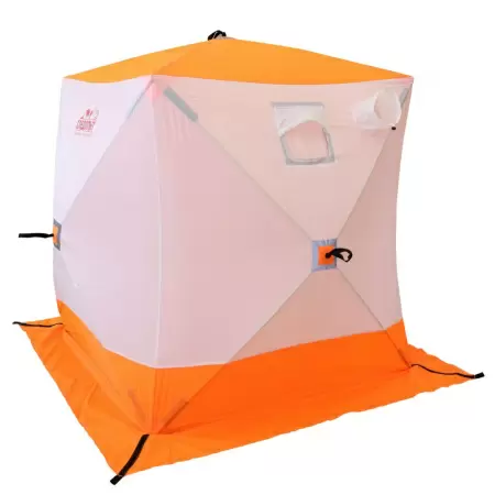 Палатка зимняя куб СЛЕДОПЫТ 1,8 х1,8 м, Oxford 240D PU 2000, 3-местная ,цв. бело-оранж.