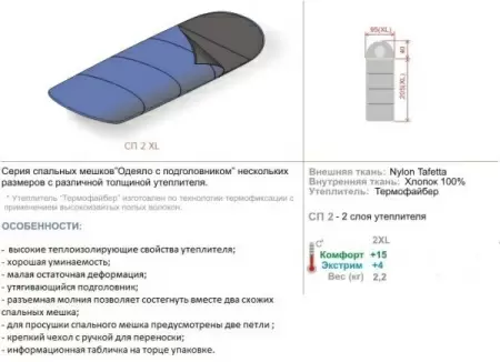 Спальный мешок СП 2XL Mobula