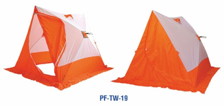 Палатка зимняя 2-скатная СЛЕДОПЫТ, цв. бело-оранж.