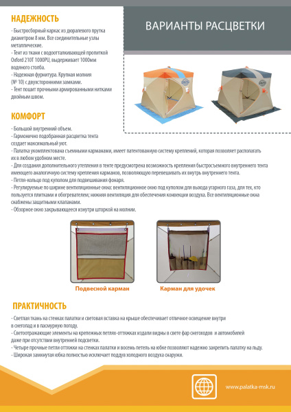 Палатка для зимней рыбалки Омуль Куб 1