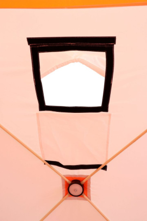 Палатка зимняя куб СЛЕДОПЫТ 1,8 х1,8 м, Oxford 240D PU 2000, 3-местная ,цв. бело-оранж.