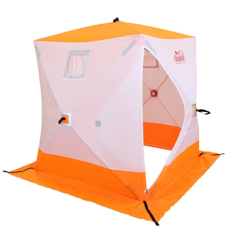 Палатка зимняя куб СЛЕДОПЫТ 1,8 х1,8 м, Oxford 210D PU 1000, 3-местная, цв. бело-оранж