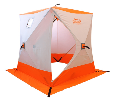 Палатка зимняя куб СЛЕДОПЫТ 1,5 х1,5 м, Oxford 240D PU 2000, 2-местная, цв. бело-оранж.