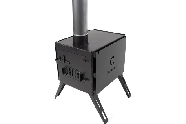 Печь дровяная "Следопыт" Light малая, сталь 1 мм (с экранами и угловыми трубами)