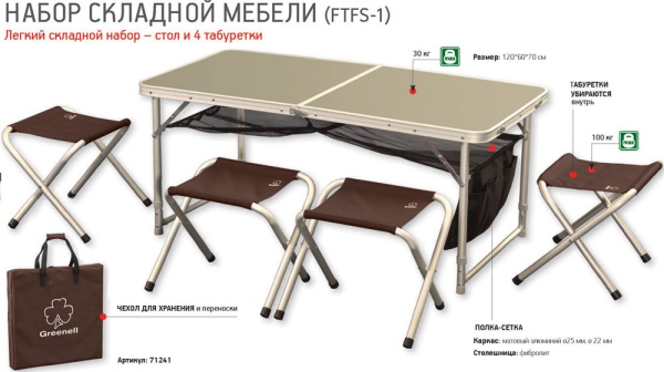 Набор складной мебели Greenell FTFS-1 Набор складной мебели Greenell FTFS-1